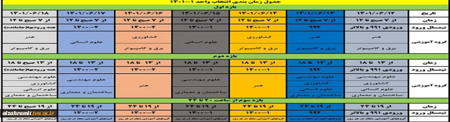 اطلاعیه مهم اداره آموزش ( انتخاب واحد نیمسال اول 1401 ) 2