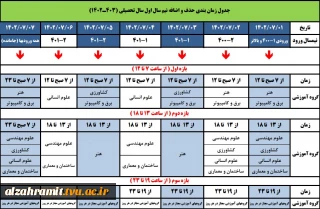 جدول زمان بندی حذف و اضافه