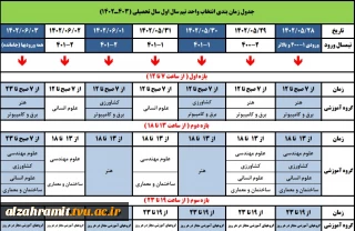 جدول زمان بندی انتخاب واحد