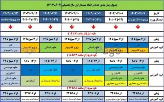 جدول زمان بندی حذف و اضافه نیم سال اول سال تحصیلی (1404-1403)